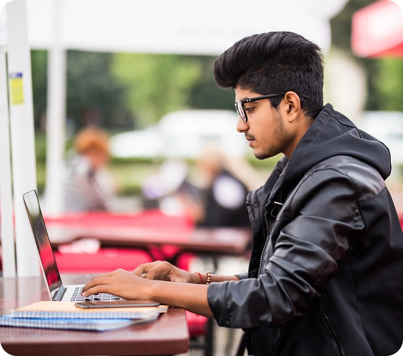 Student using laptop